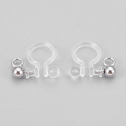 304ステンレススチールとプラスチックのクリップ式イヤリング金具  ステンレス鋼色  11x11x3mm  穴：1.5mm&nbsp;STAS-P208-01P