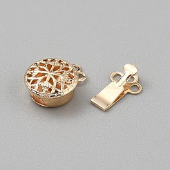 合金箱の留め金  フラットラウンド  1連  2穴  4KGP本金メッキ  14mm  穴：14.5x9x4.5mm&nbsp;FIND-WH0148-690B