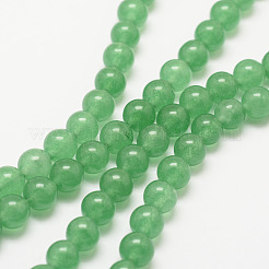 天然石ホワイトジェイドビーズ連売り  ラウンド  染め  グリーン  8mm  穴：1mm  約46個/連  37cm&nbsp;G-G735-42-8mm-1