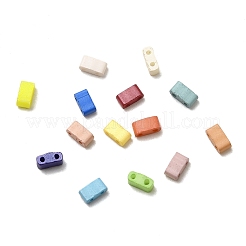 2穴ベーキングペイントガラスシードビーズ  長方形  ミックスカラー  5x2.5x2mm  穴：0.8mm&nbsp;SEED-S023-17B-33
