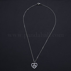 変色しない201ステンレススチールペンダントネックレス  アズキチェーンとカニカン付き  犬の足のプリントと心臓  ステンレス鋼色  15.74インチ（40cm）  1.5mm&nbsp;NJEW-S105-JN581-40-1