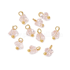 電気メッキガラスチャーム  三角形  金色の真鍮のループ付き  多面カット  ミックスカラー  7~8x4~6x4~6mm  穴：1.6mm&nbsp;PALLOY-JF04004