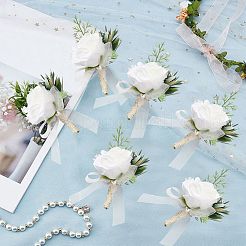 Silk Cloth Artificial Flower Boutonniere&nbsp;AJEW-WH0258-295