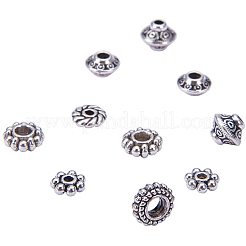チベット銀スペーサービーズセット  無鉛の  アンティークシルバー  6~7.5x2~3mm  穴：1~3.5mm  約300個/箱&nbsp;TIBEB-PH0001-04-NF