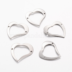 変色しにくい304ステンレススチールリンクコネクター  ハート  ステンレス鋼色  29x28.5x2mm  穴：2mm&nbsp;STAS-G076-12P
