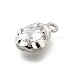 真鍮製マイクロパヴェキュービックジルコニアチャーム  ナゲット  プラチナ  11.5x8x4mm  穴：1.2mm&nbsp;KK-Q097-02P