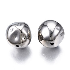 CCBプラスチックビーズ  DIYのジュエリーには  ラウンド  プラチナ  15.5x15x14~15mm  穴：1.6mm  約78個/145g&nbsp;LS-CCB-N003-59P
