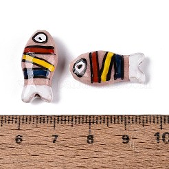 手作りの陶器ビーズ  手描き  ファミーユは磁器バラ  縞模様のある魚  ピンク  22~23x11~12x7~8mm  穴：0.8~1.4mm&nbsp;PR-N001-01D