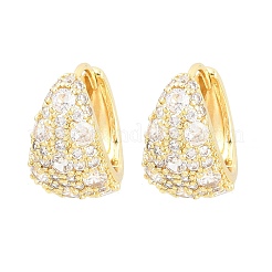 C-Shaped Brass Micro Pave Clear Cubic Zirconia Hoop Earrings&nbsp;EJEW-Z164-20G