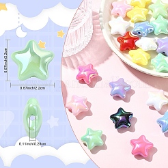 UVメッキプラスチックビーズ10個  虹色の  スター  ゴーストホワイト  22x22mm  穴：2.8mm&nbsp;SACR-YW0001-86A