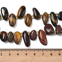 Three-Color Natural Tiger Eye Beads Strands&nbsp;G-P604-A12-01