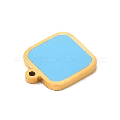 304ステンレススチールエナメルペンダント  スクエアチャーム  ゴールドカラー  ミックスカラー  13x11x1.4mm  穴：1mm&nbsp;STAS-A078-07G