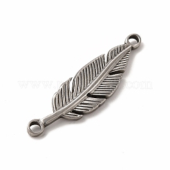 変色しない304ステンレススチールコネクタチャーム  フェザーリンク  ステンレス鋼色  39.5x10x2mm  穴：2.4mm&nbsp;LS-STAS-P322-01P