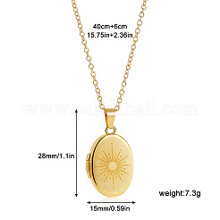 304ステンレススチール製オーバル型サンフォトロケットペンダントネックレス  ゴールドカラー  15.75インチ（40cm）&nbsp;WG8DEA6-02