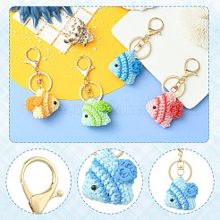 4Pcs 4 Styles Wool Weaving Tropical Fish Keychains&nbsp;ST-CJ0028-12