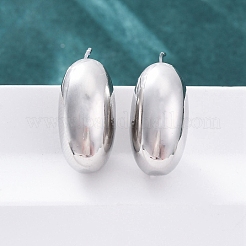 楕円形の真鍮スタッドピアス  ラックめっき  長持ちメッキ  鉛フリー＆カドミウムフリー  プラチナ  19.5x9.5mm&nbsp;EJEW-Q015-20B-P