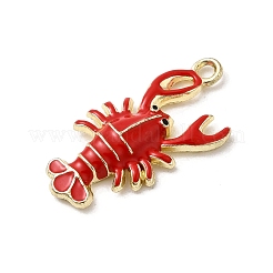 合金エナメルチャーム  ロブスター  ゴールドカラー  レッド  24.5x12x3.5mm  穴：1.7mm&nbsp;FIND-H055-15G-07