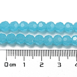 模造翡翠ガラスビーズスタンド  ファセット（32ファセット）  ラウンド  ディープスカイブルー  6mm  穴：1mm  約98個/連  20.47''（52センチメートル）&nbsp;EGLA-A035-J6mm-D04