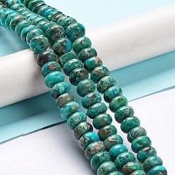ナチュラルインペリアルジャスパービーズ連売り  染め  ロンデル  ターコイズ  8x5mm  穴：0.7mm  約80~84個/連  15.94~16.14インチ（40.5~41cm）&nbsp;G-C034-01C