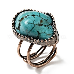 Natural Turquoise Adjustable Finger Rings&nbsp;G-D468-46R