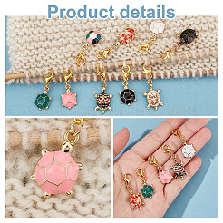 4 Sets 2 Style Alloy Enamel Tortoise Pendant Decorations&nbsp;HJEW-PH0001-76