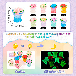 8Pcs 8 Colors Luminous Resin Rose Ornaments&nbsp;RESI-TA0002-82