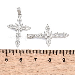真鍮マイクロパヴェクリアキュービックジルコニアペンダント  クロスチャーム  プラチナ  25x17x3mm  穴：5x3mm&nbsp;CU-CBA9AB3-16P
