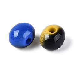 スプレー塗装された不透明なアクリルビーズ  オーバル  ツートン  ミックスカラー  13.5x18x15mm  穴：4.5mm&nbsp;SACR-T018-21M