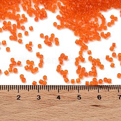 透明な色のガラスシードビーズ  シリンダー  サンゴ  2x2mm  穴：1mm&nbsp;SEED-S042-11B-09
