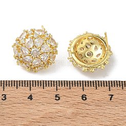 ドーム型の真鍮と透明なキュービックジルコニアのボールスタッドピアス  女性のための  18KGP本金メッキ  17.5mm&nbsp;KK-CBA36A2-07G