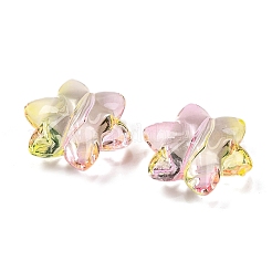 透明ツートンアクリルビーズ633個  花  ピンク  15x17x7mm  穴：1.5mm  約633個/500g&nbsp;MACR-K359-18A