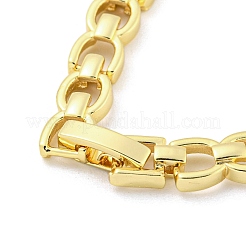 Brass Micro Pave Clear Cubic Zirconia Rectangle Link Chain Bracelets for Women&nbsp;BJEW-R315-01C-G