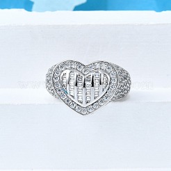 Brass Micro Pave Clear Cubic Zirconia Cuff Rings for Women&nbsp;RJEW-G347-01P