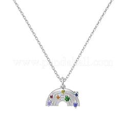 レインボー 925 スターリングシルバー マイクロパヴェ キュービックジルコニア ペンダントネックレス 女性用  プラチナメッキ  15.79インチ（40.1cm）&nbsp;NJEW-F338-06P