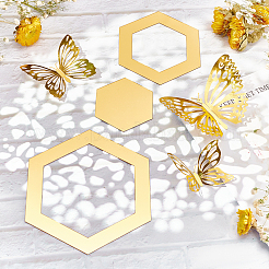 2 Sets 2 Style Hexagon & Butterfly 3D Acrylic Mirrors Wall Stickers&nbsp;DIY-GA0002-51A