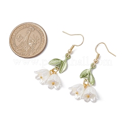 アクリルダングルピアス  304ステンレススチールピアスフック付き  花  ゴールドカラー  46x20mm&nbsp;EJEW-JE06145