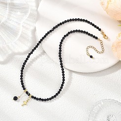 Faceted Round Synthetic Blue Goldstone Beaded Necklaces&nbsp;NJEW-JN05661