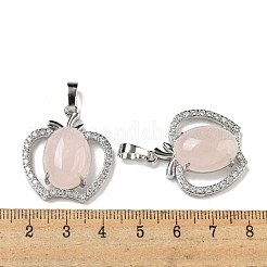 Natural Rose Quartz with Clear Cubic Zirconia Pendants&nbsp;G-G133-03P-27