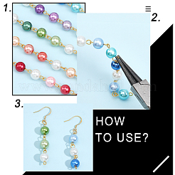 5Pcs 5 Color Handmade Glass Pearl Beaded Chain&nbsp;AJEW-CA0003-32