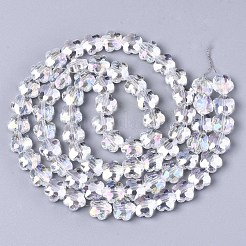 電気メッキガラスビーズセット  ABカラーメッキ  多面カット  花  透明  9.5x10x5.5mm  穴：1mm  約70個/連  25.59インチ（65cm）&nbsp;X-EGLA-S176-09B-A01