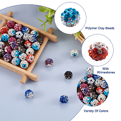 64Pcs 8 Colors Two-Tone Handmade Polymer Clay Disco Ball Beads&nbsp;RB-SW0001-01