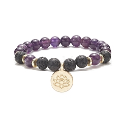 Natural & Synthetic Mixed Gemstone Beaded Stretch Bracelet&nbsp;BJEW-JB09312