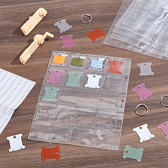 プラスチック糸巻板  フロスボビン  紙粘着ステッカー  20 グリッド PVC コイン コレクション 3 穴バインダー ページ  ルーズリーフブック手帳用アイアン製リングバインダー  ミックスカラー  38x35x1.2mm&nbsp;TOOL-NB0002-36