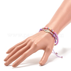 Handmade Polymer Clay Heishi Beads Stretch Bracelets Set&nbsp;BJEW-JB07349-02