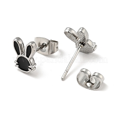 Enamel Rabbit Stud Earrings with 316 Surgical Stainless Steel Pins&nbsp;EJEW-A081-03P