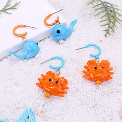 Alloy Lampwork Stud Dangle Earrings for Women&nbsp;WGC9781-01