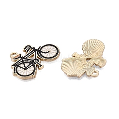ライトゴールドメッキの合金エナメルペンダント  自転車  ペンダントアクセサリー  ブラック  18x25mm&nbsp;PALLOY-CJC0007-18
