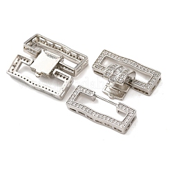 真鍮製マイクロペーブクリアキュービックジルコニアの留め金  長方形  プラチナ  21.5x18.5x5mm&nbsp;KK-K422-14P