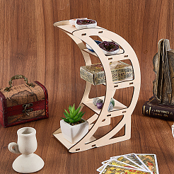 4-Tier Moon Wood Display Stands for Gemstone Ornaments&nbsp;ODIS-WH20043-292