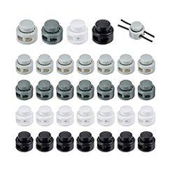40色のプラスチックコードロック4個  フラットラウンド  ミックスカラー  17.5x18.5mm  穴：5.5x5mm  10個/カラー&nbsp;FIND-PH0027-35